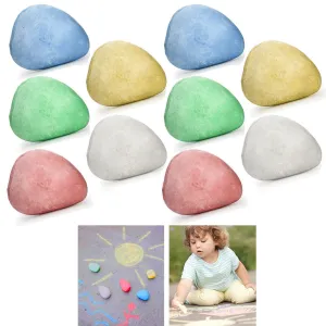 10 Kids Rock Shaped Chalk Pebbles Washable Sidewalk Outdoor Non Toxic Preschool
