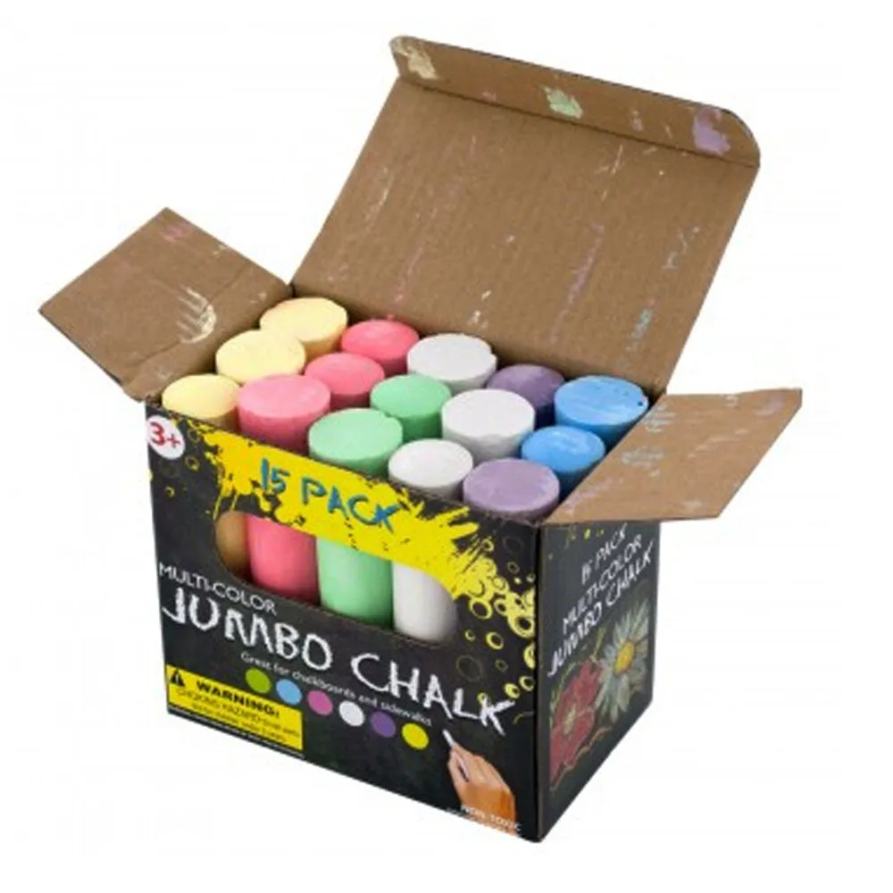 15 Pc Jumbo Washable Chalk Sidewalk Set Playground Outdoor School chalk Sticks
