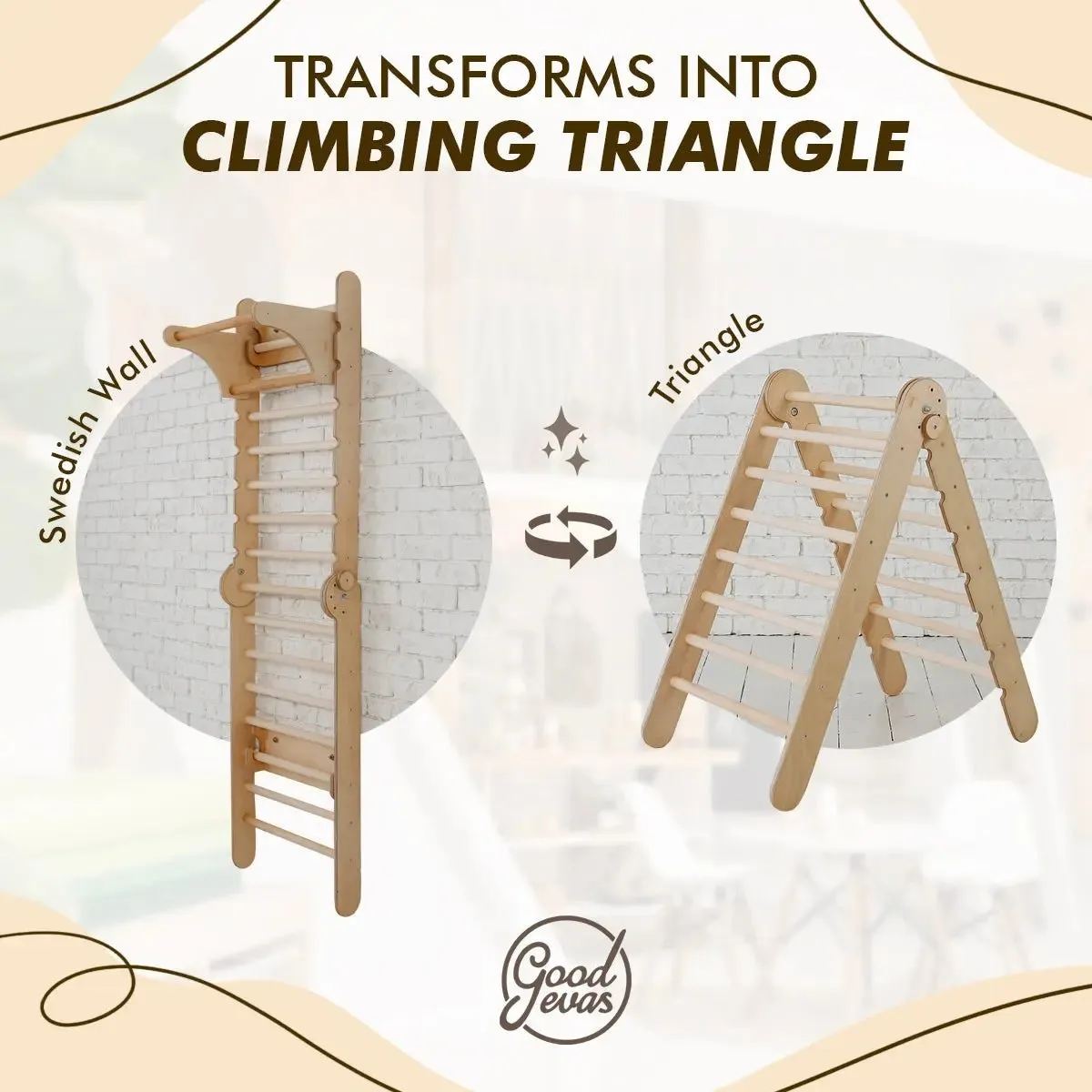 2in1 Wooden Swedish Wall / Climbing ladder for Children   Swing Set