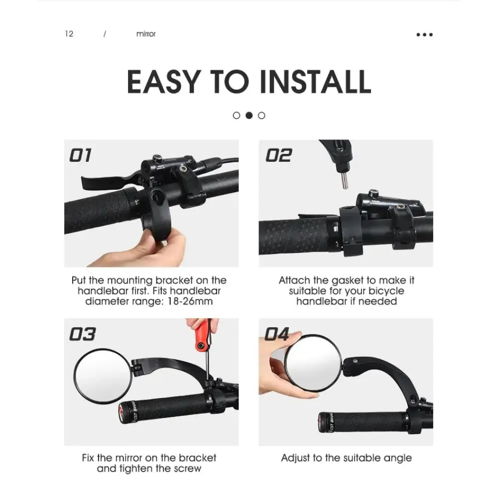 Adjustable Convex Bicycle Rearview Mirror
