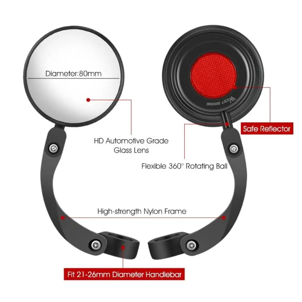 Adjustable Convex Bicycle Rearview Mirror