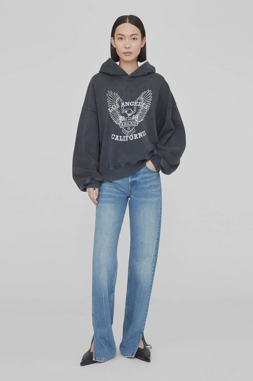 Alec Hoodie White Eagle Washed Black