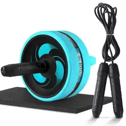 Fitness Equipment: Ab Roller and Jump Rope Set with Mat