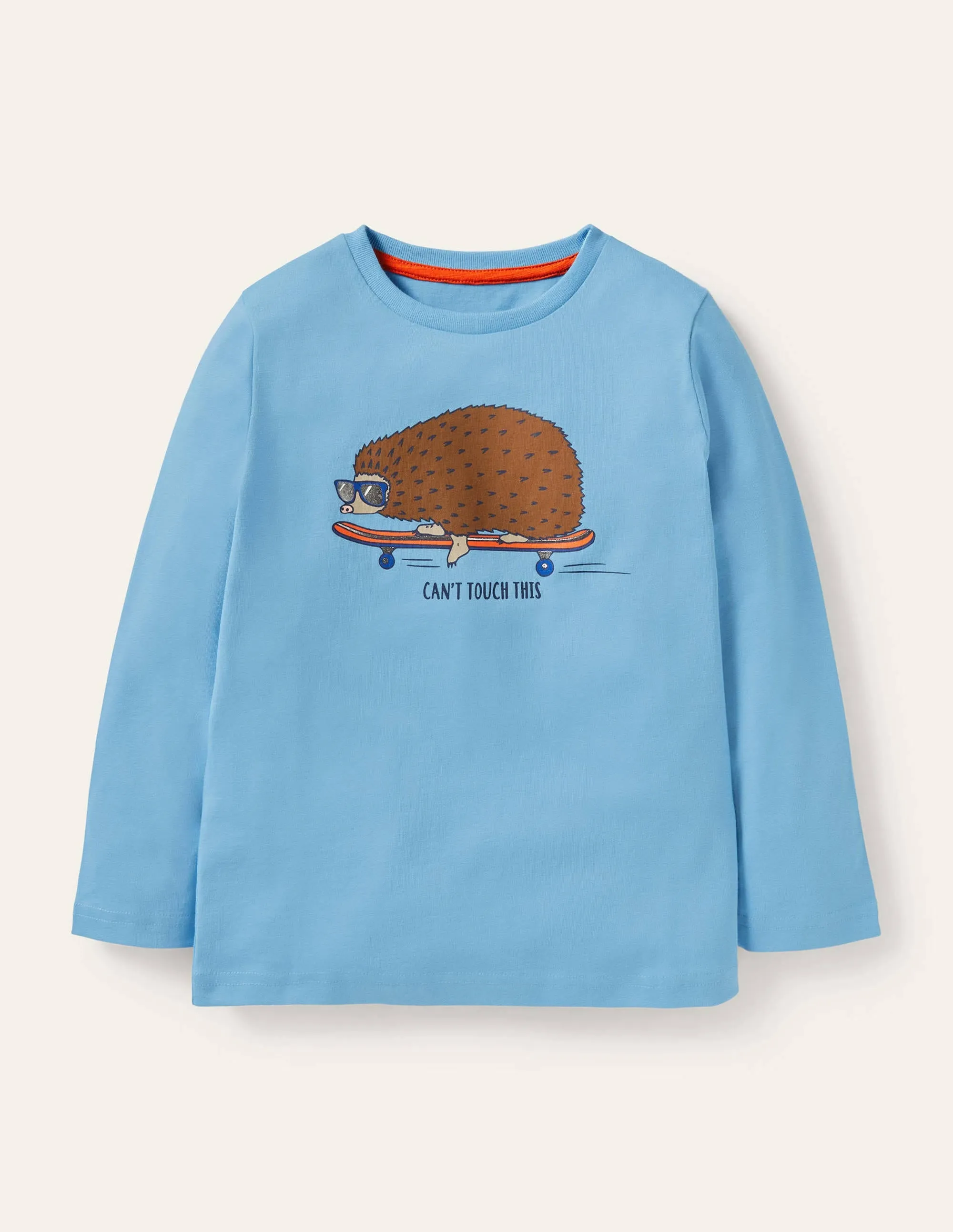 Graphic Animal T-shirt-Surfboard Blue Hedgehog