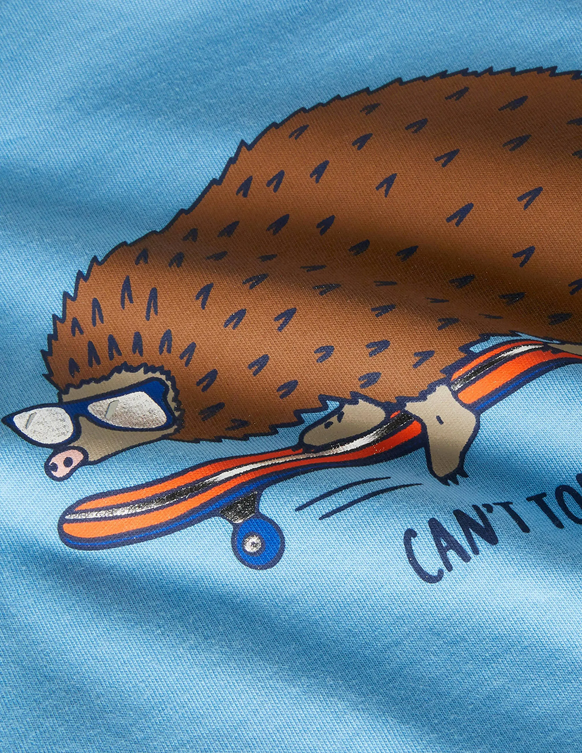 Graphic Animal T-shirt-Surfboard Blue Hedgehog