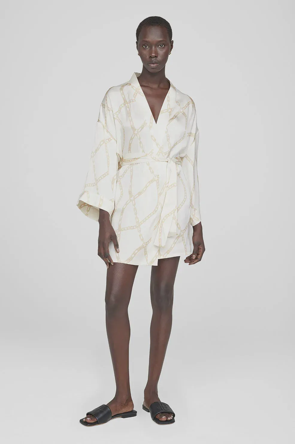 Kara Robe Cream And Tan Link Print