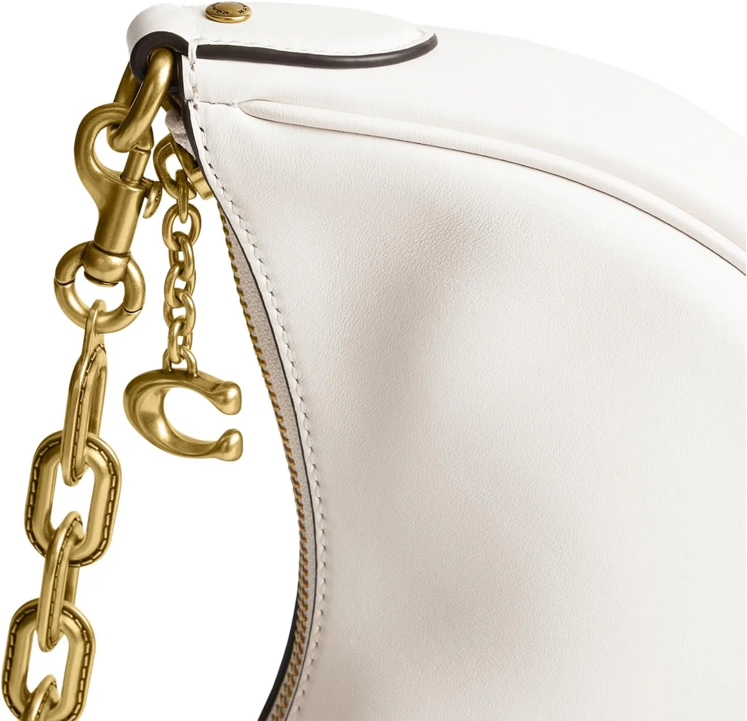Mira bag in tanned leather with COACH chain, Chalk color