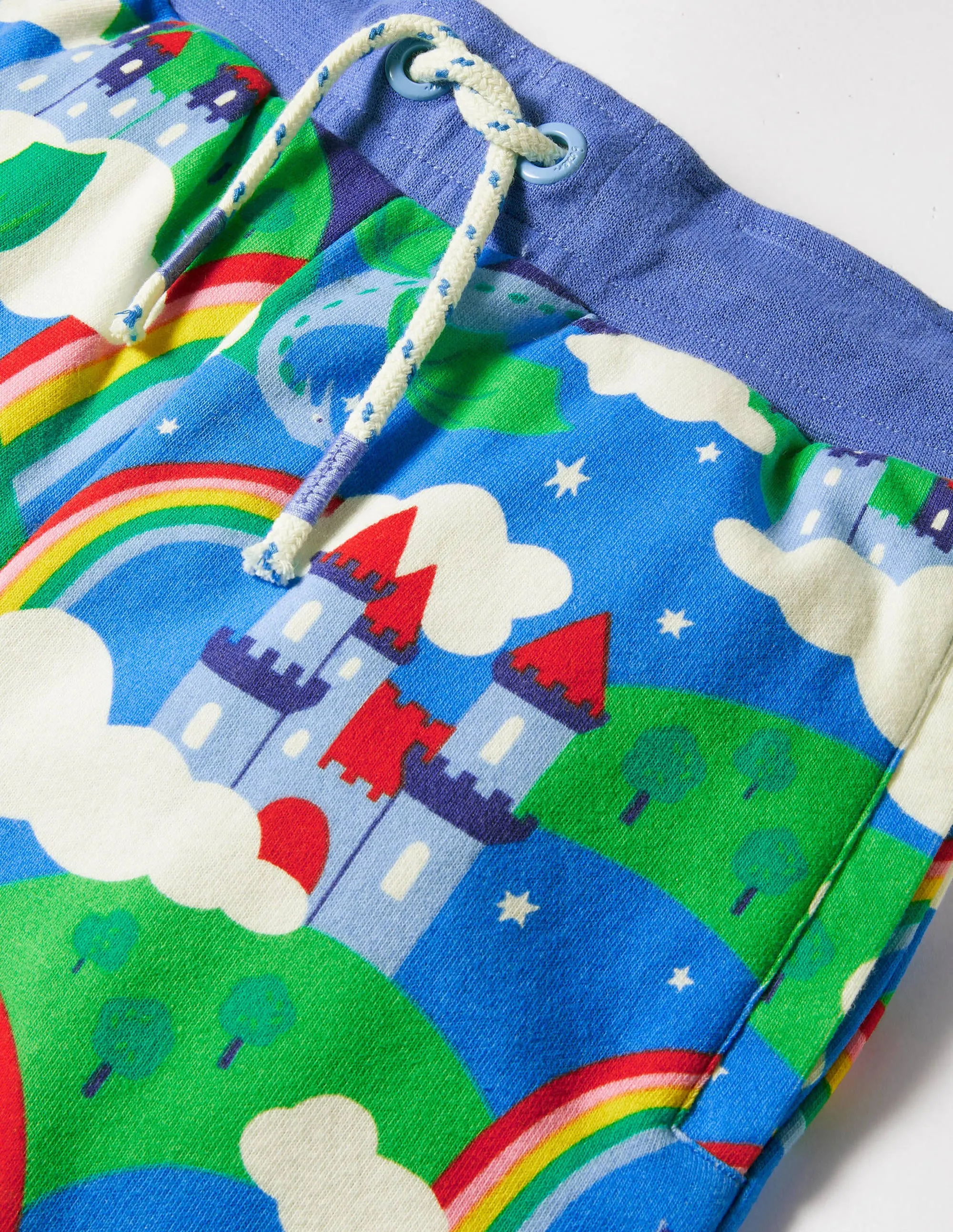 Printed Joggers-Blue Rainbow Dragon Sky