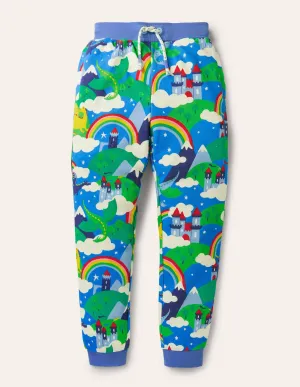 Printed Joggers-Blue Rainbow Dragon Sky