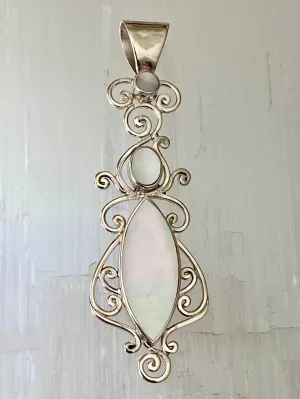 Sterling Silver Elliptical Pendant - Mother Of Pearl