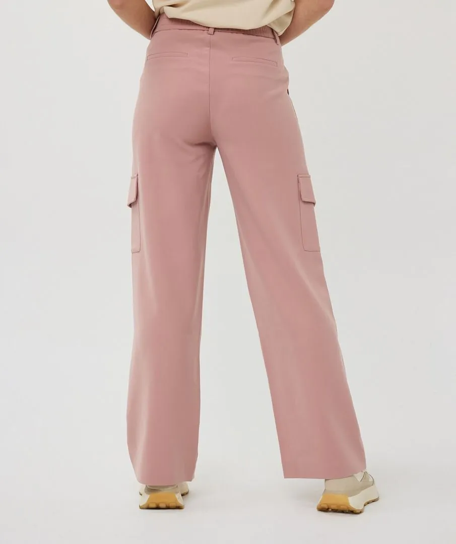 Tira Trousers Wide Cargo City in Chalk Pink - EsQualo SP2510006