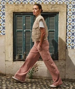 Tira Trousers Wide Cargo City in Chalk Pink - EsQualo SP2510006