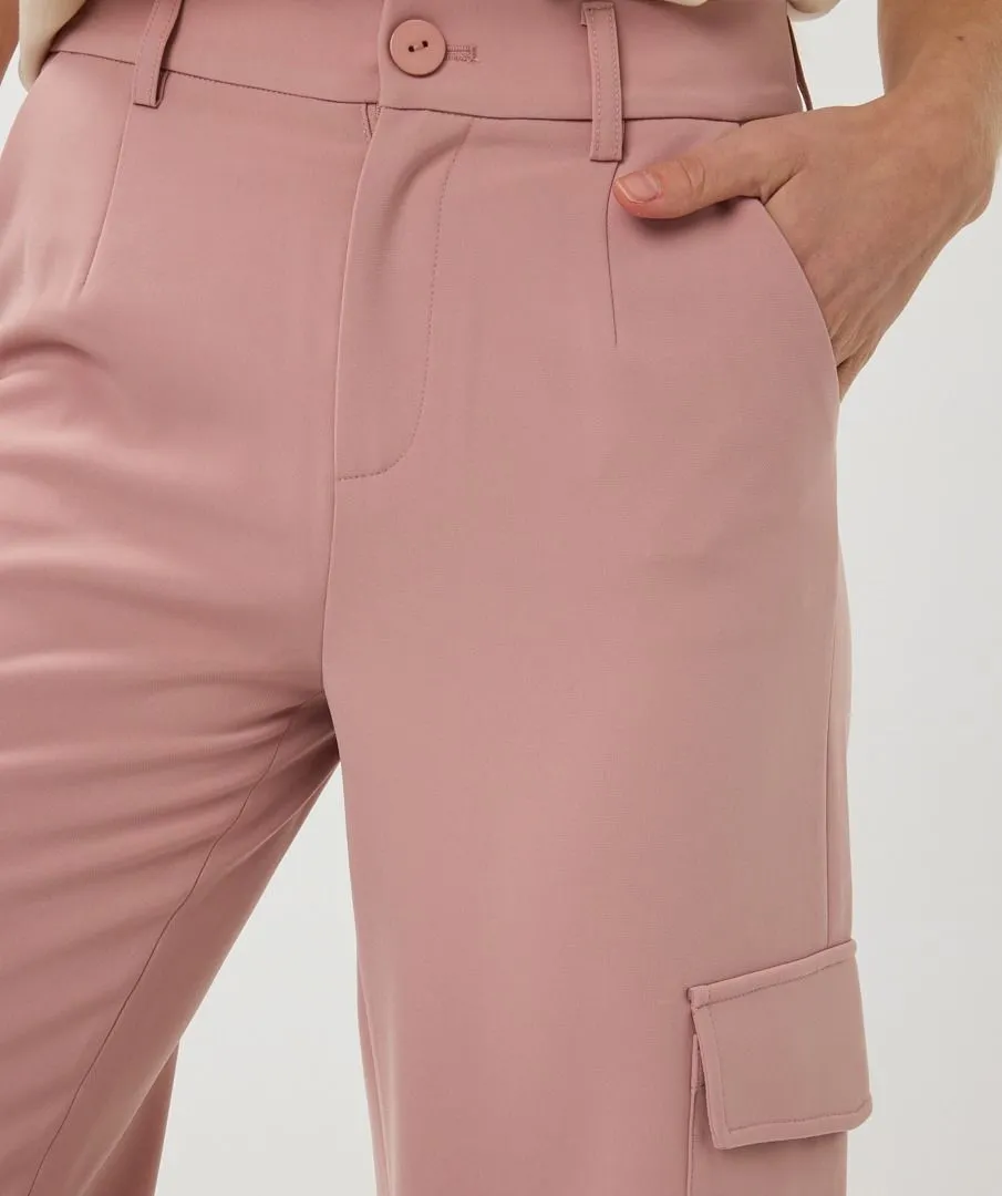 Tira Trousers Wide Cargo City in Chalk Pink - EsQualo SP2510006