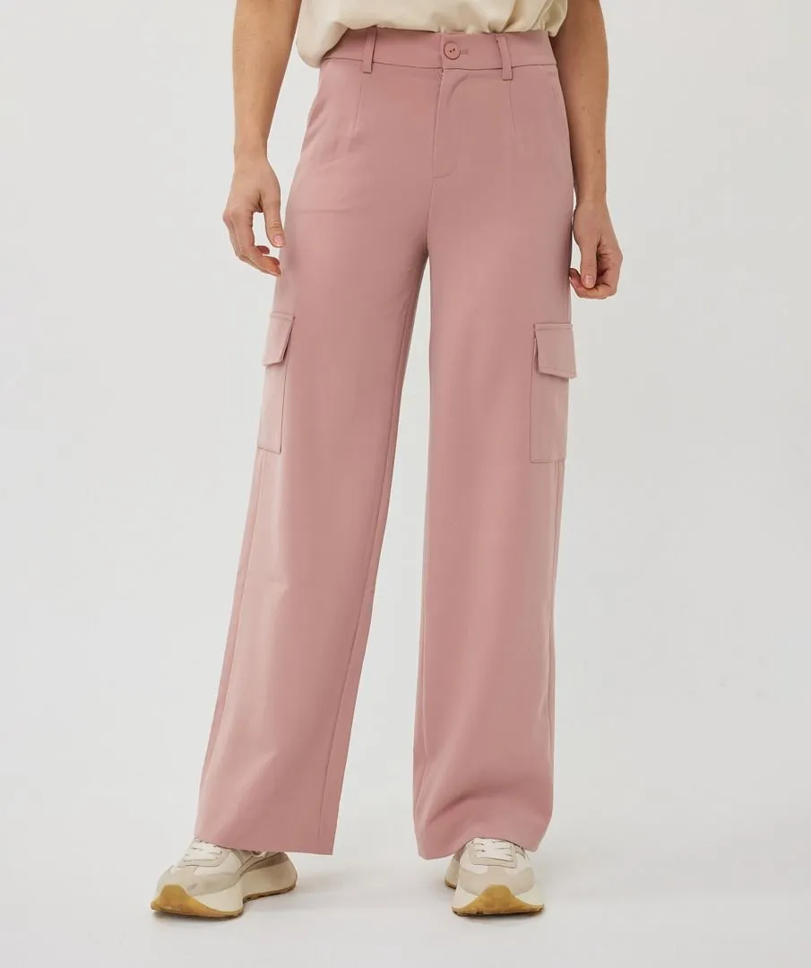Tira Trousers Wide Cargo City in Chalk Pink - EsQualo SP2510006