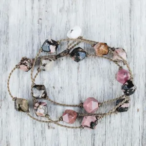 Wrap-0473-Pink Black Rhodonite Starcut Medium