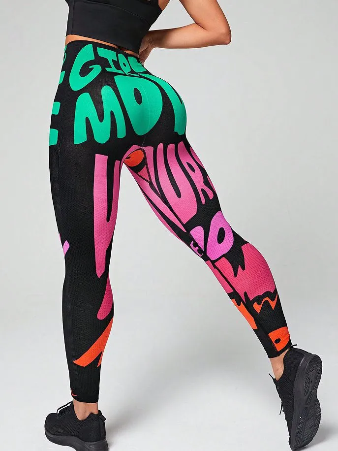 ZASUWA Female Print Quick Dry Push Up Design Color Leggings