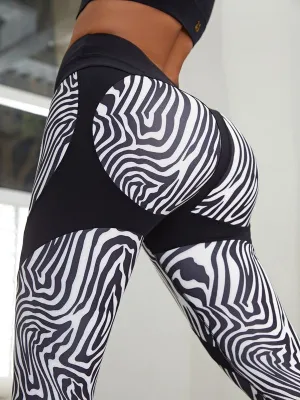 ZASUWA Female Zebra Pattern Push-Up Scrunch Bum Leggings