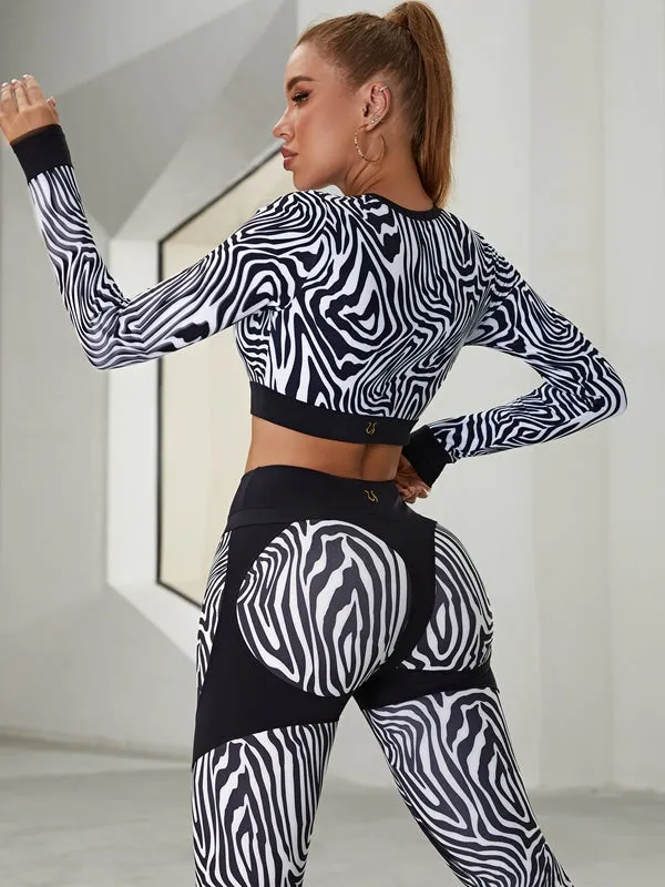 ZASUWA Female Zebra Pattern Push-Up Scrunch Bum Leggings