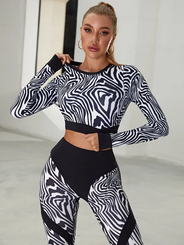 ZASUWA Female Zebra Pattern Push-Up Scrunch Bum Leggings