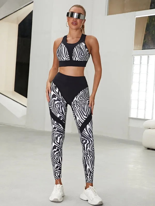 ZASUWA Female Zebra Pattern Push-Up Scrunch Bum Leggings