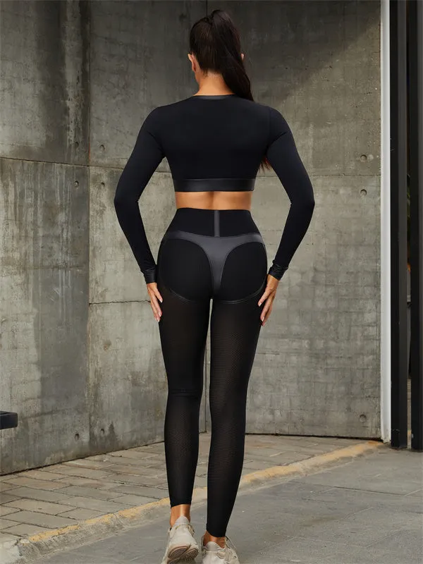 ZASUWA Fly Eye Contrast Color High-rise Hip-lift Leggings